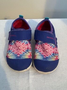 Merrell Kids Blue and Pink Tie-Dye Slip-On Bare Steps Shoes Size 7